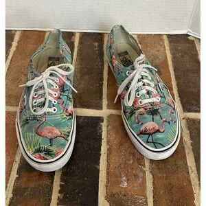 Vans Flamingo Sneakers Tropical Blue And Pink Canvas Men Sz 10.5 Women Sz 12